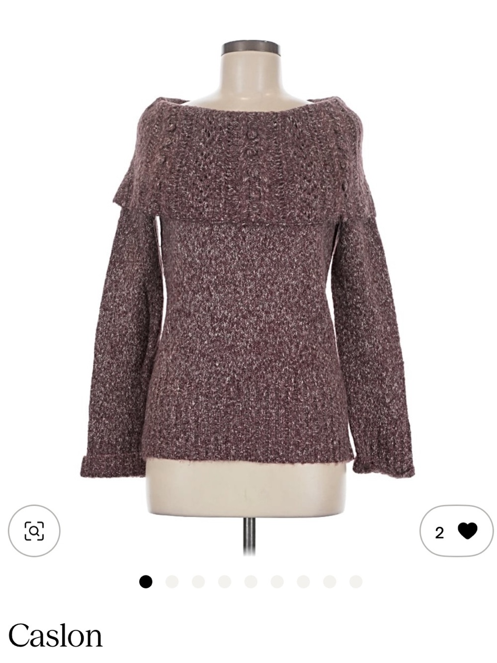 🍂 Caslon Off-the-Shoulder Marled Mauve Knit Sweater